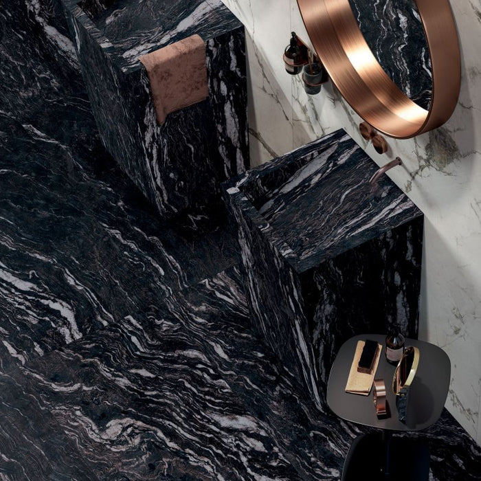 Sensi Gems Titanium Black Polished 600x1200mm Floor/Wall Tile (1.44m2 per box)