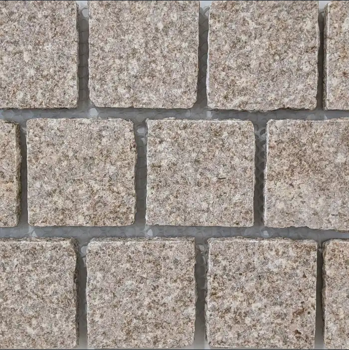 Bisque Granite Flamed Offset Cobbles 90x90x20mm (320x320mm sheet) (Sold Per m2)