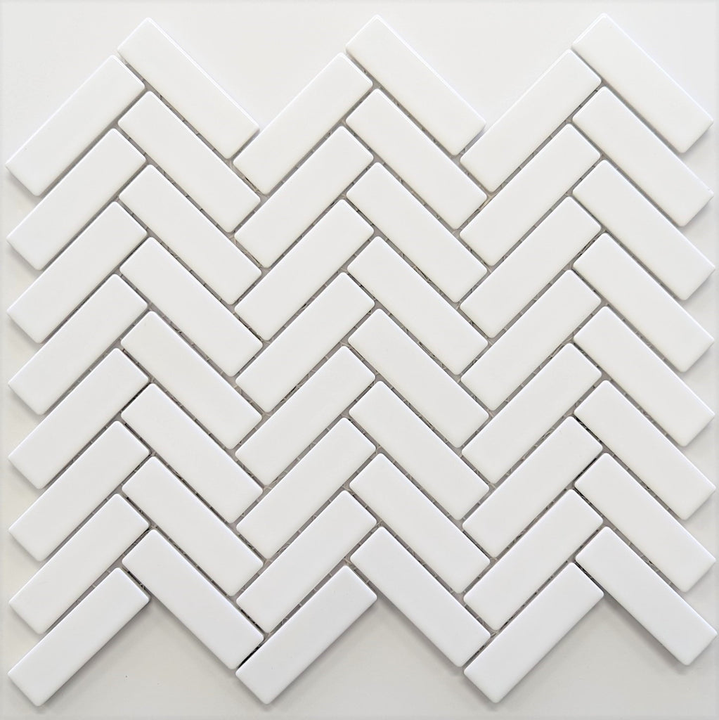 Chic White 270x317mm Herringbone Matt Mosaic Tile (0.86m2 box)