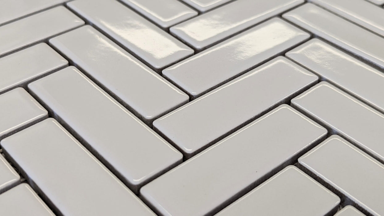 Chic White 270x317mm Herringbone Matt Mosaic Tile (0.86m2 box)