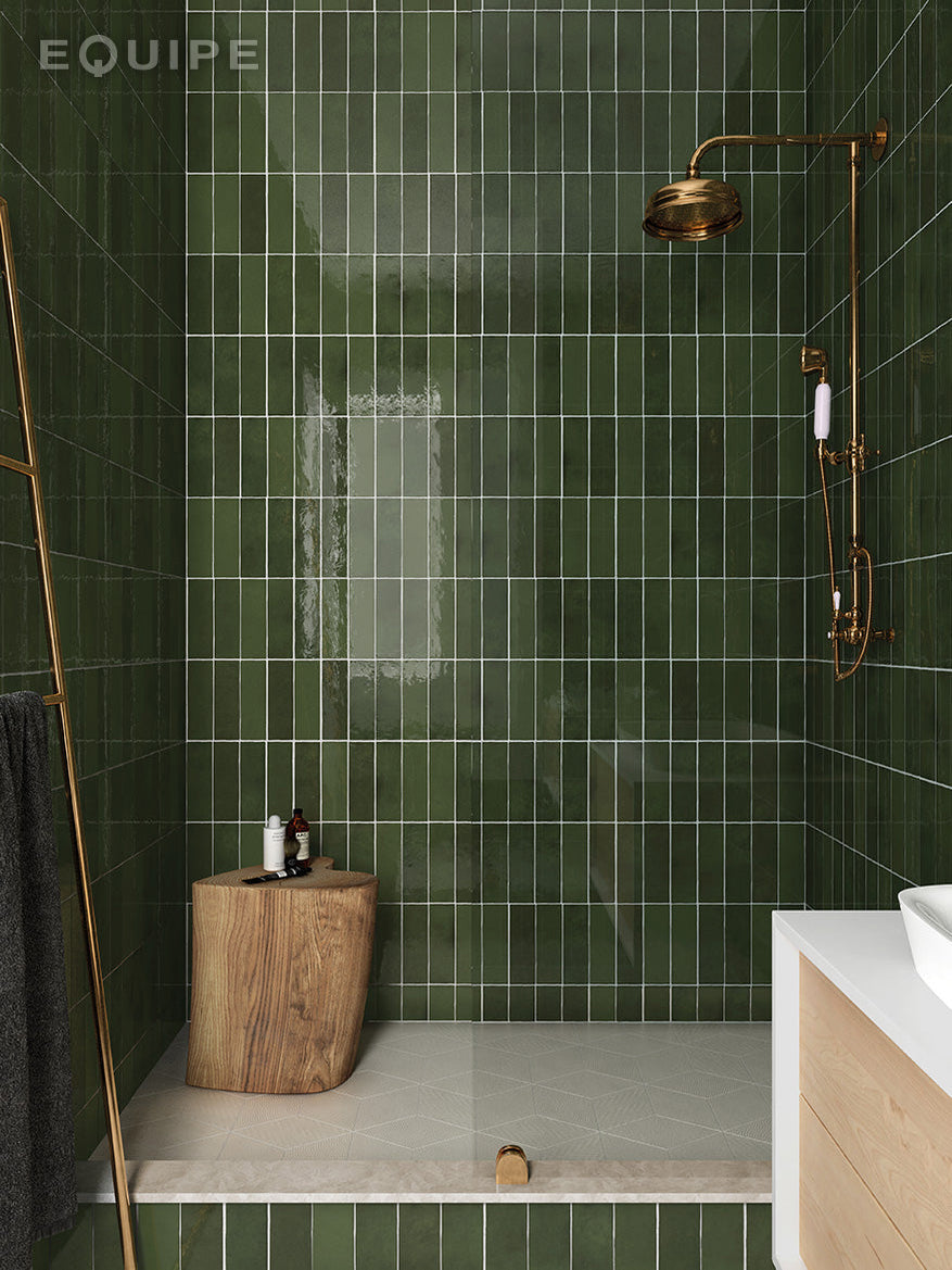 La Riviera Botanical Green Gloss Wall Tile 65x200mm (0.50m2 box ...