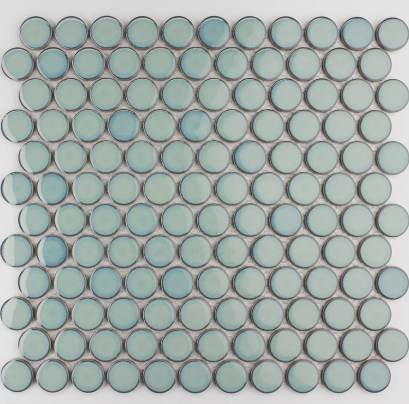 Neo Large Antique Green Gloss Penny Round 28mm ( 1.03 m2 per box/10 sheets)