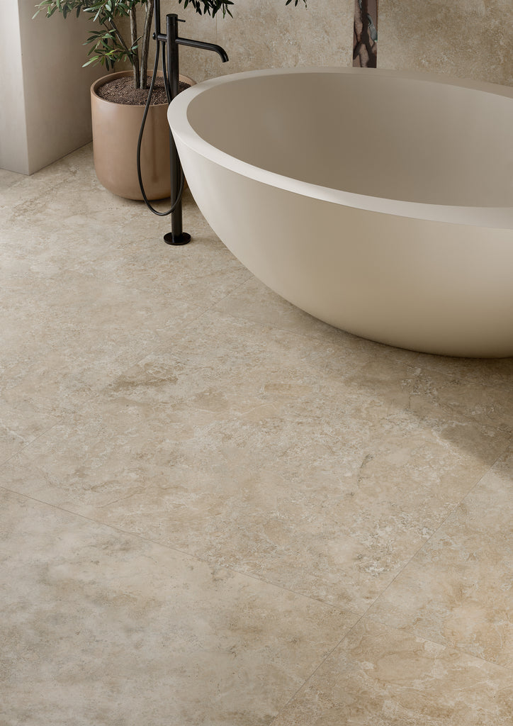 Lithoteke Travertino Noce Matt 600x1200mm Floor/Wall Tile (1.44m2 per box)
