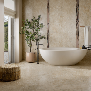 Lithoteke Travertino Noce Matt 600x600mm Floor/Wall Tile (1.08m2 per box)