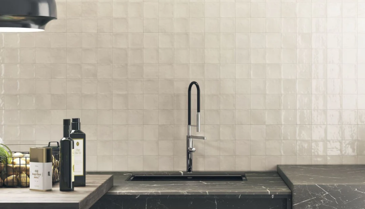 Zellige Ivory 100x100mm Gloss Finish Wall Tile (0.51m2 box)