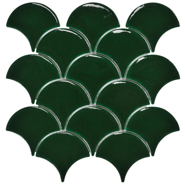 Bilbao Fan Green Mosaic Gloss 250x270mm Wall Tile (0.74m2 box)