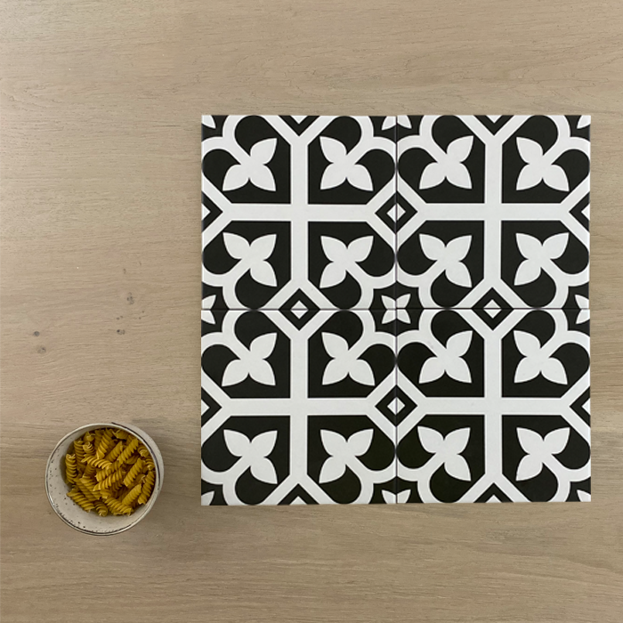 Eclectica Bloom Black 200x200mm Matt Floor Tile (1m2 box)