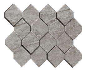 Marvel Stone Bardiglio Grey Mosaic Esagono 282x353mm 3D Finish Wall Tile (0.6m2 box)