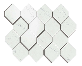 Marvel Stone Carrara Pure Mosaic Esagono 282x353mm 3D Finish Wall Tile (0.6m2 box)