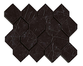 Marvel Stone Nero Marquina Mosaic Esagono 282x353mm 3D Finish Wall Tile (0.6m2 box)