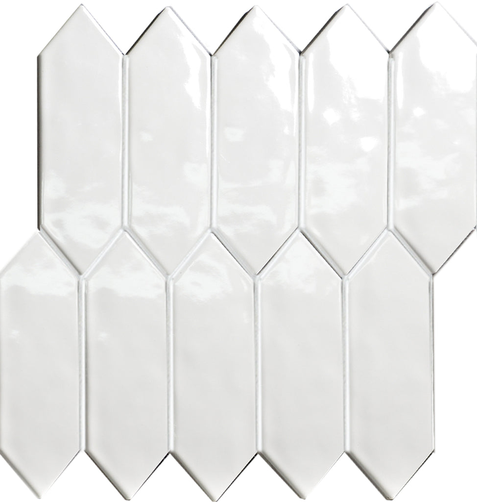 Picket White 292x324mm Gloss Ripple Surface Wall Tile (0.948m2 box)