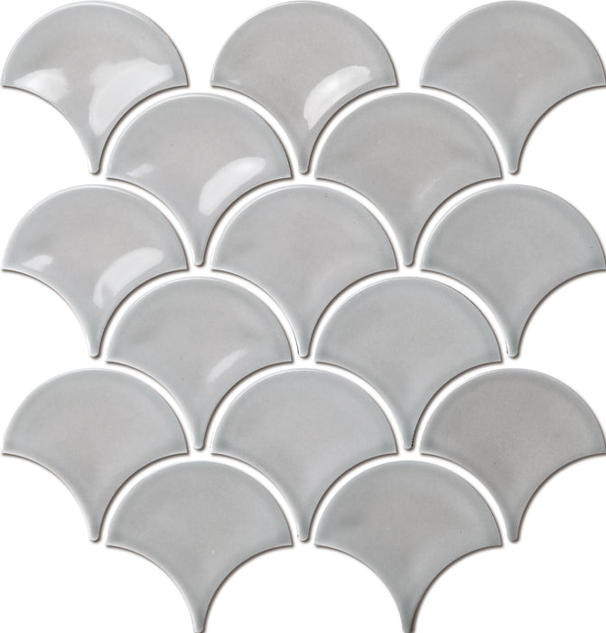 Orient Fan Light Grey Concave Gloss 259x273 (.63m2 per box)