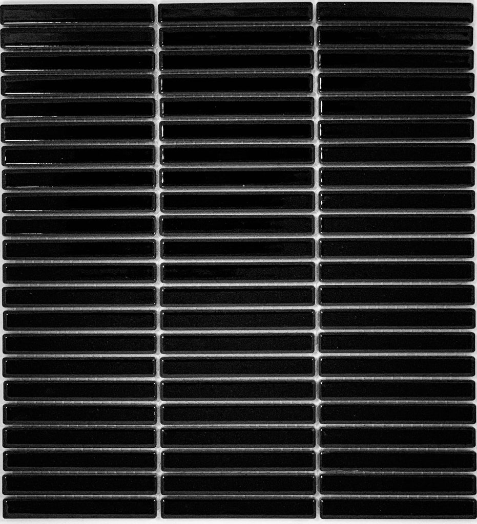 Neo Black Gloss Finger Mosaic Wall Tile 282x308mm sheet Wall Tile (0.955m2 box)