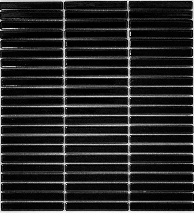 Neo Black Gloss Finger Mosaic Wall Tile 282x308mm sheet Wall Tile (0.955m2 box)