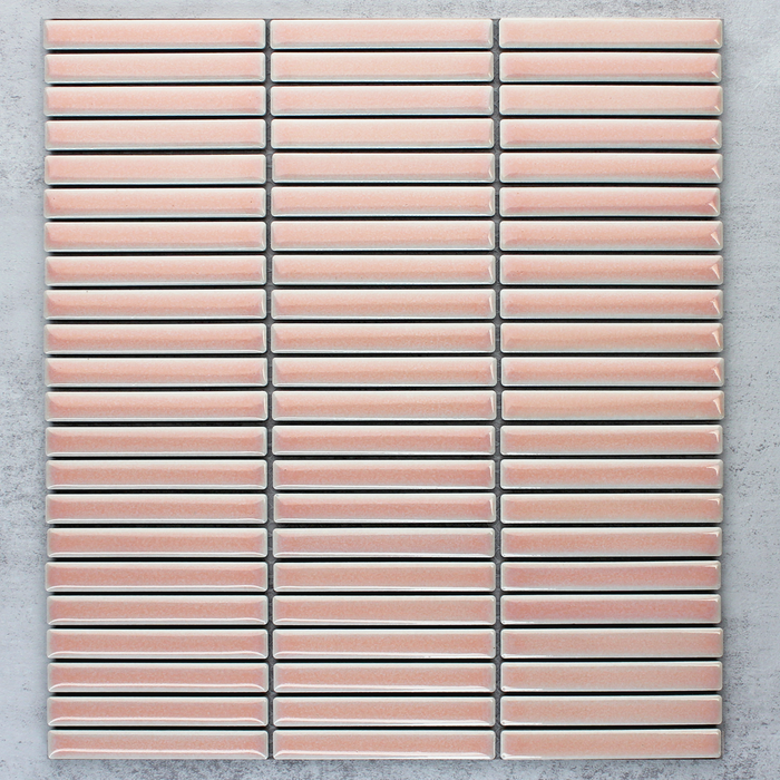 Neo Pale Pink Gloss Finger Mosaic Wall Tile 282x308mm sheet Wall Tile (0.955m2 box)
