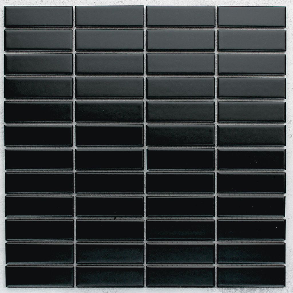 Neo Midi Black Matt Finger Mosaic Wall Tile 300x300mm sheet Wall Tile (1.8m2 box)