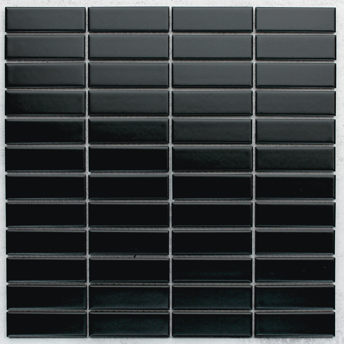 Neo Midi Black Matt Finger Mosaic Wall Tile 300x300mm sheet Wall Tile (1.8m2 box)