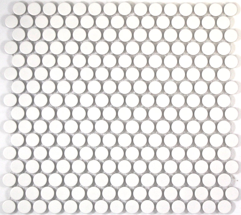 Neo White 19mm (294x315mm) Matte Penny Round Wall Tile (1.85m2 box)