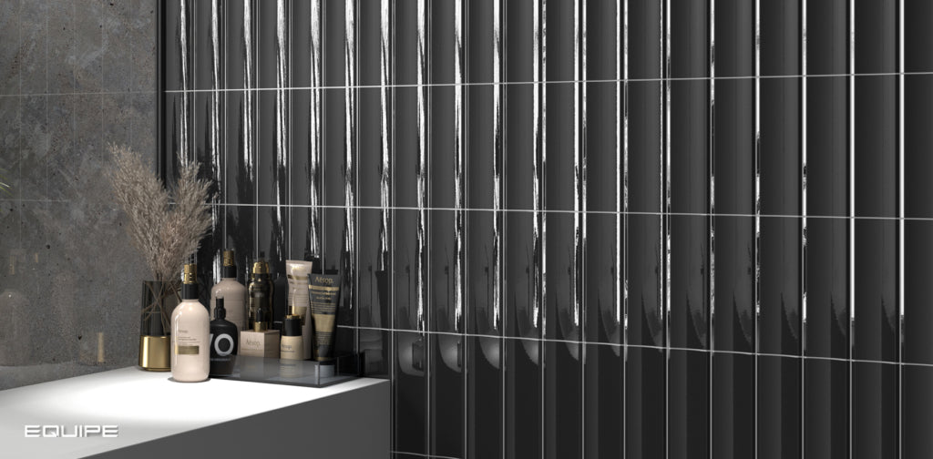 Vibe 'In' Almost Black Gloss 65x200mm Wall Tile (0.42m2 box) - $82.95m2