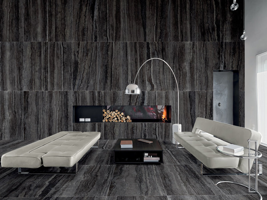 Memento Travertino Black 600x1200mm Matte Floor/Wall Tile (1.44m2 box)