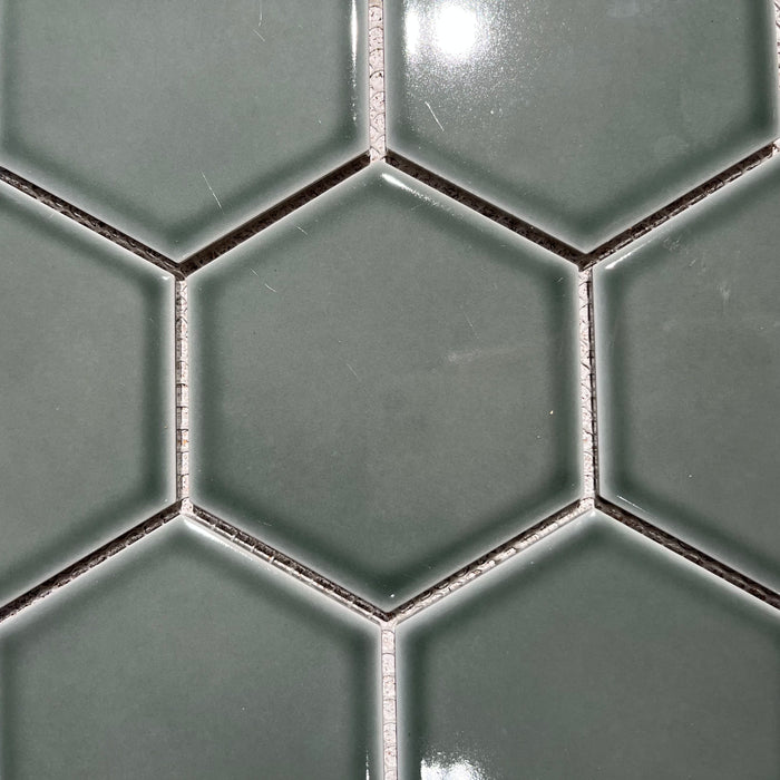 Large Sage Green Gloss Hexagon 256x295mm (.915m2 box)